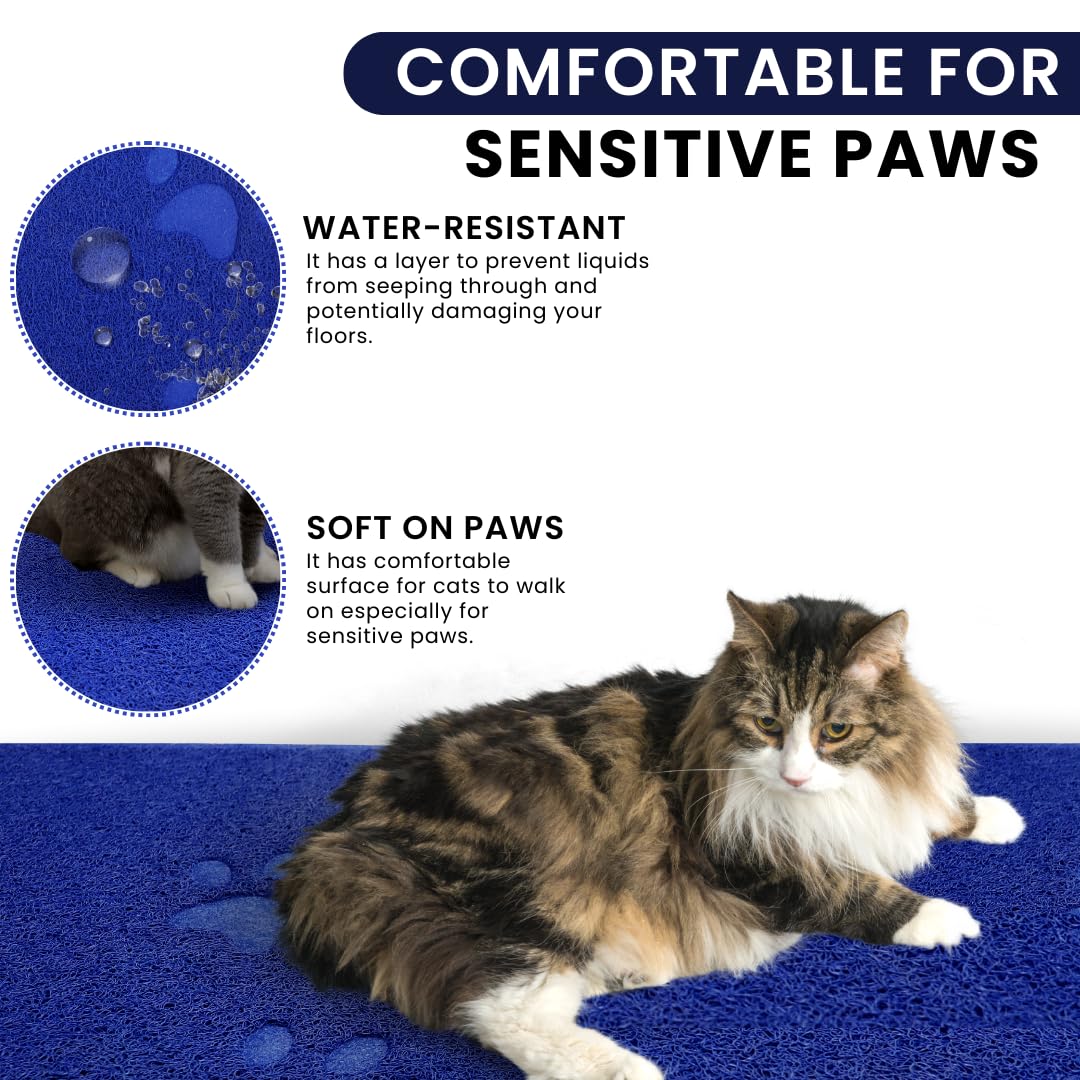 Andalus Brands Jumbo Cat Litter Mat blue anti-slip backing detail