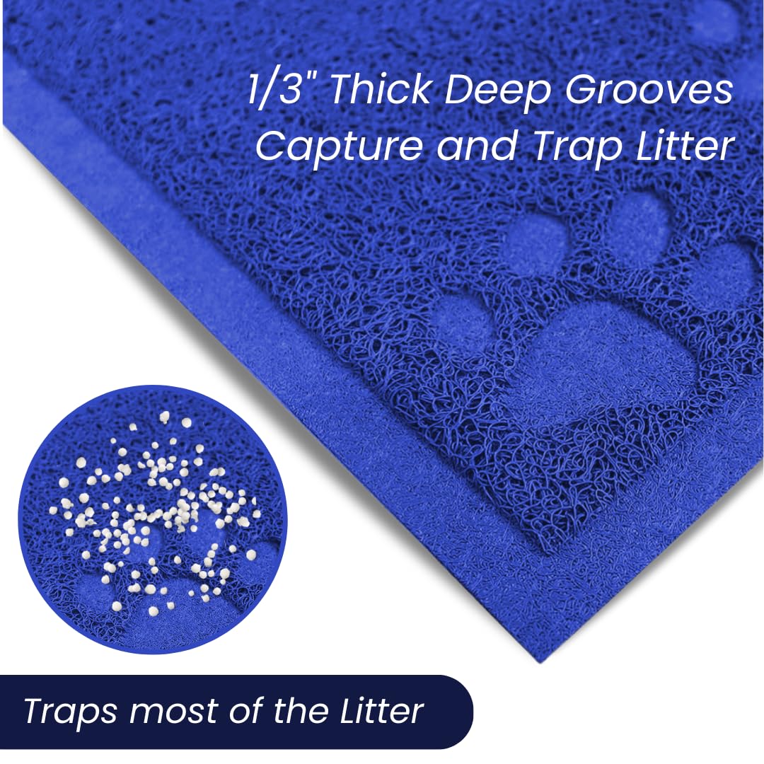 Andalus Brands Jumbo Cat Litter Mat blue under feeding bowls use catches spills