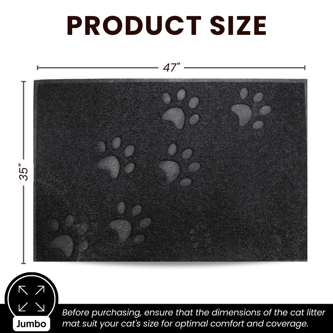 Andalus Brands Jumbo Cat Litter Mat non-slip back emphasizes secure placement and reduced litter scatter.