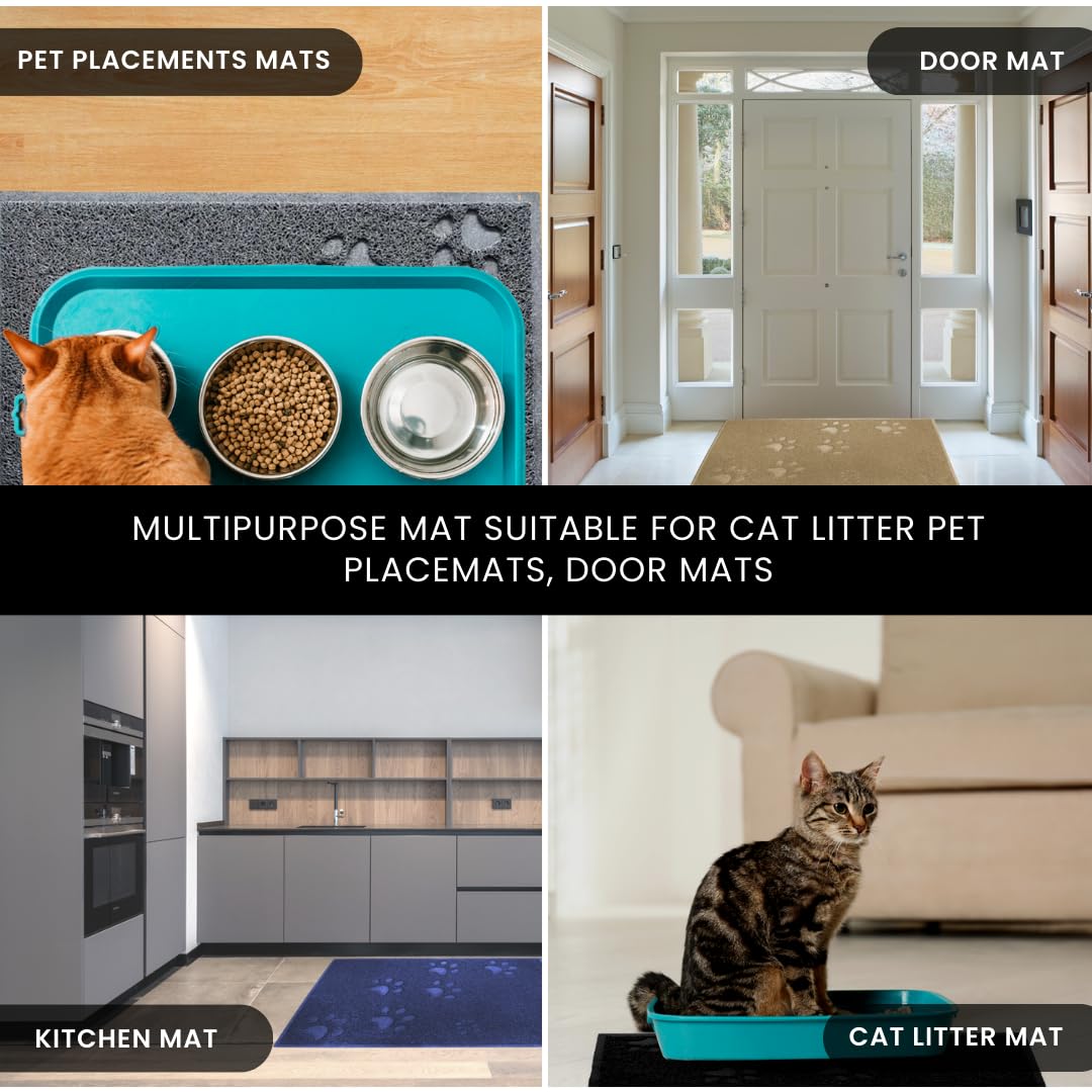 Andalus Brands Jumbo Cat Litter Mat room setting protects floors from scattered litter.