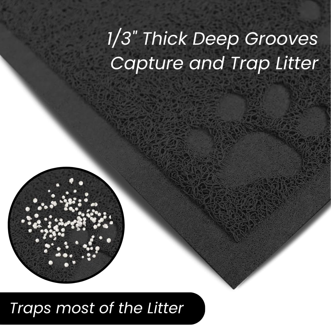 Andalus Brands Jumbo Cat Litter Mat traps litter in closeup view of textured surface.