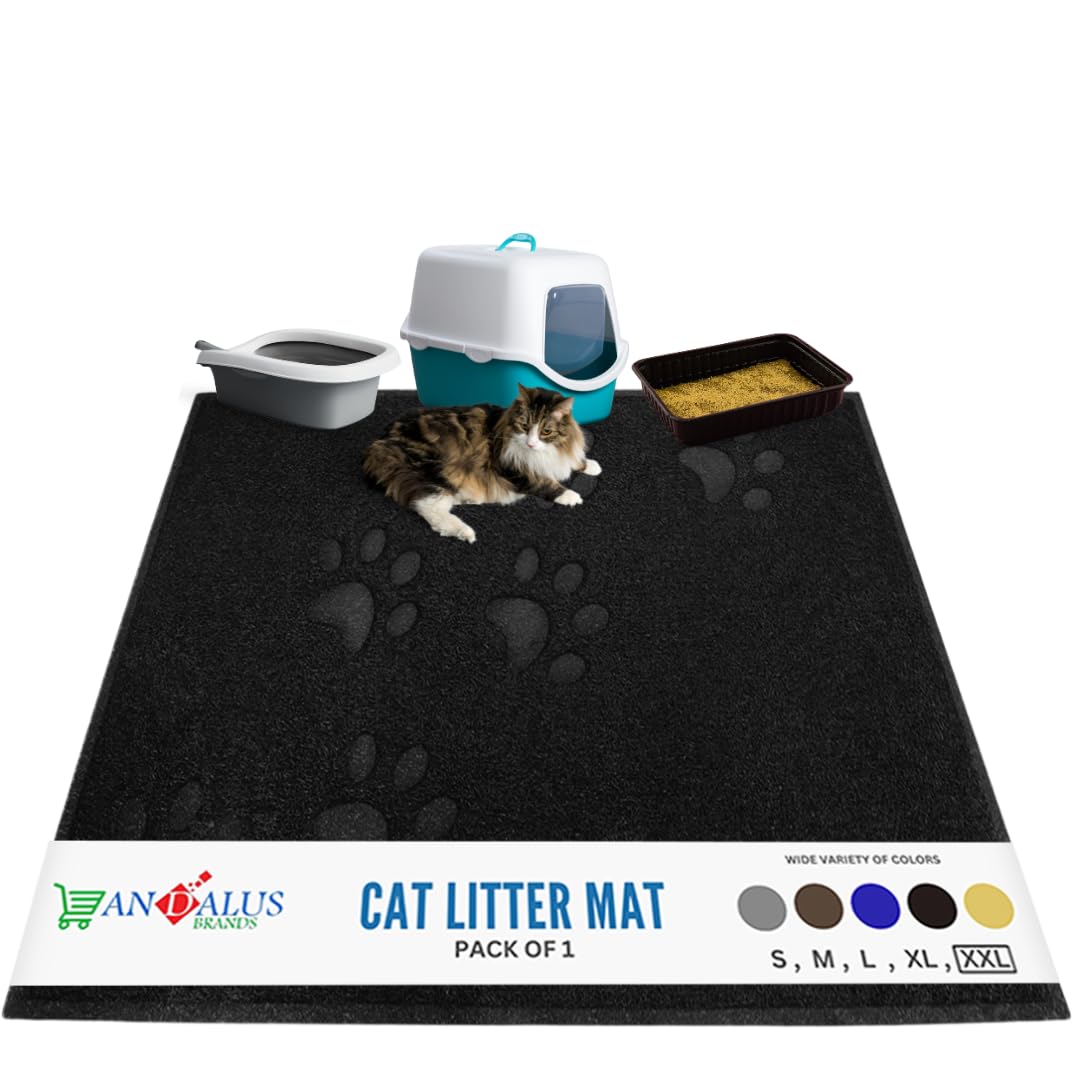 Andalus Brands Jumbo Cat Litter Mat back view shows waterproof, non-slip design for steady placement.
