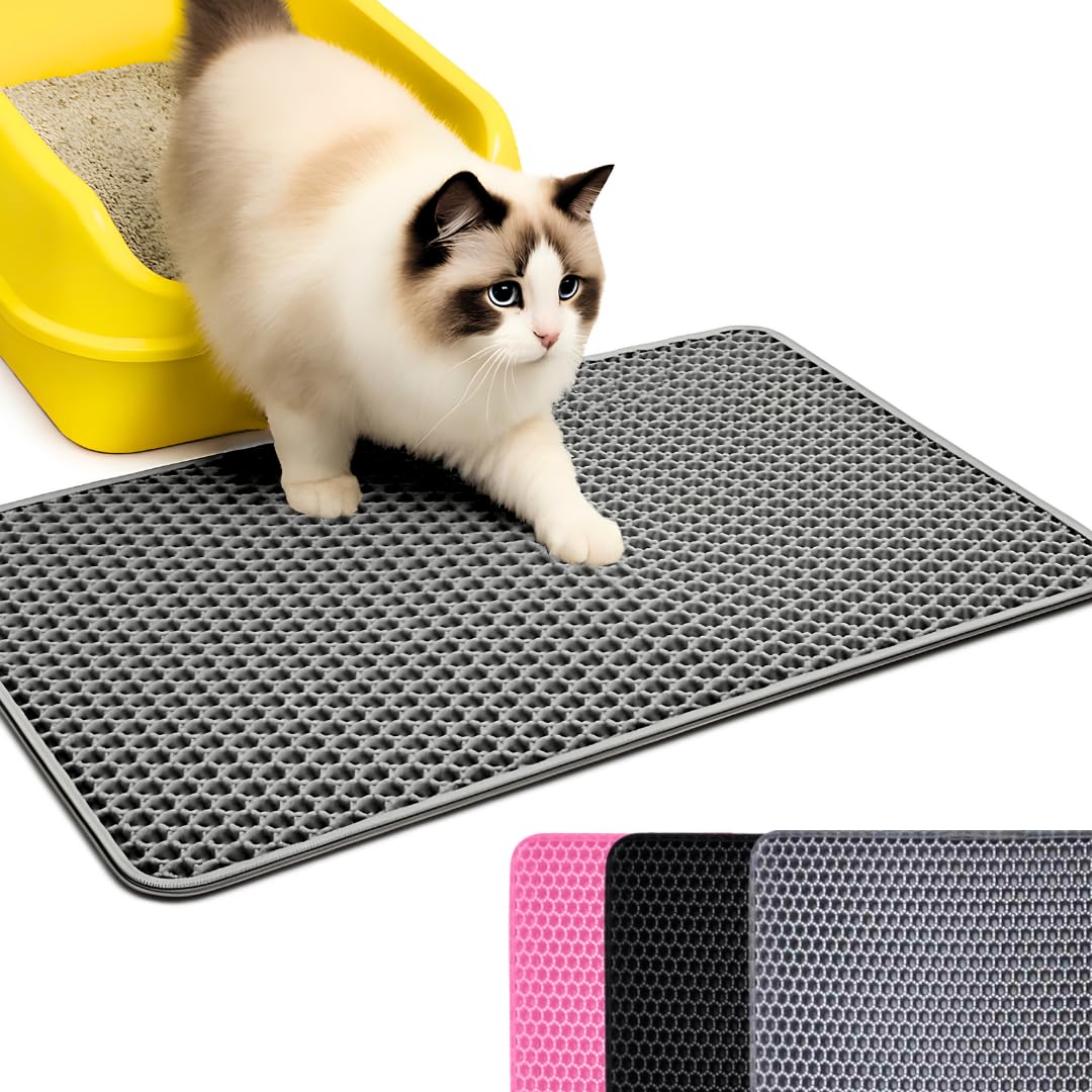 Andalus Brands Large Cat Litter Mat front view catches stray litter for cleaner floors.