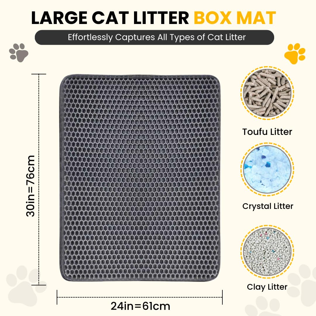 Andalus Brands Large Cat Litter Mat soft EVA material is paw-friendly.