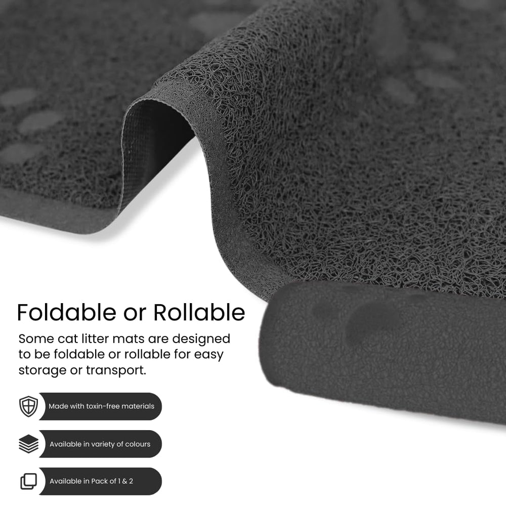 Andalus Gray Cat Litter Mat cleaning-focused image suggests easy maintenance and wipe-down care.