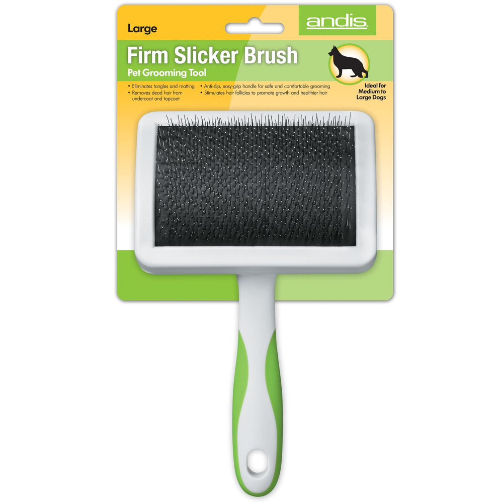 Andis 65710 anti-slip handle grooming tool provides comfortable grip during brushing.