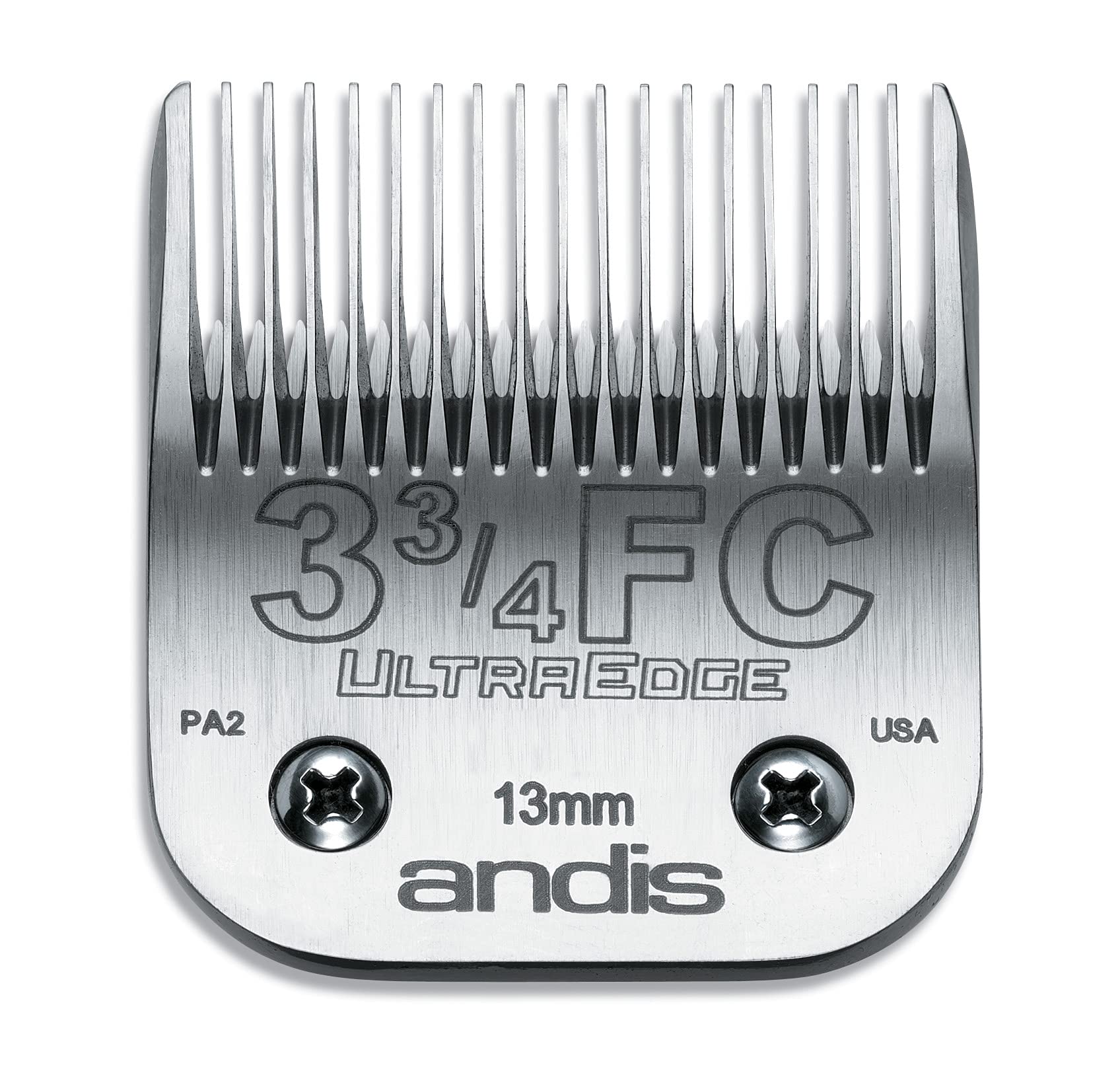 Andis carbon-infused UltraEdge dog clipper blade 64135 ready for precise 1/2-inch trims.