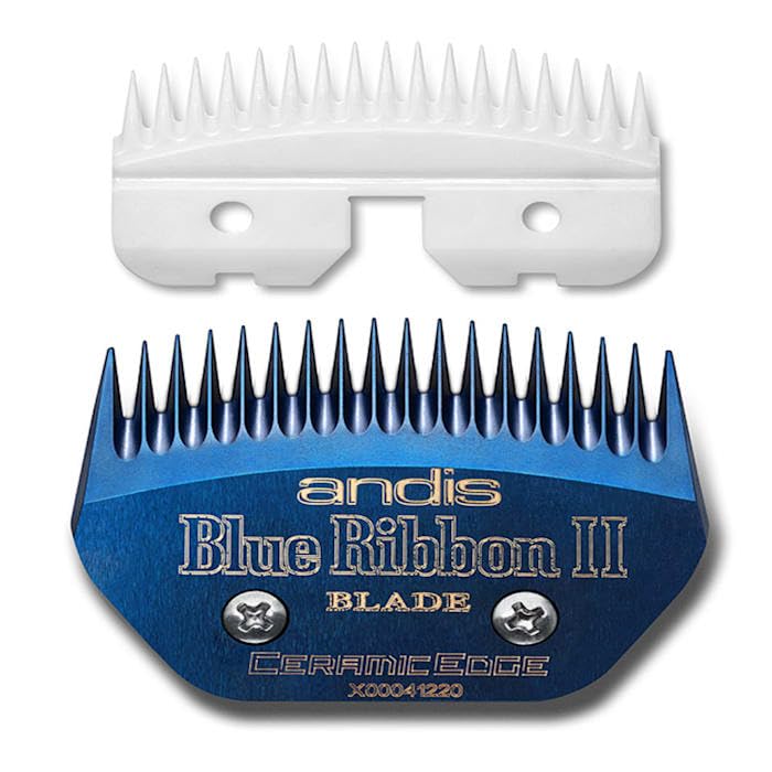 Andis blocking blade's rich blue finish improves visibility during trimming and checks.