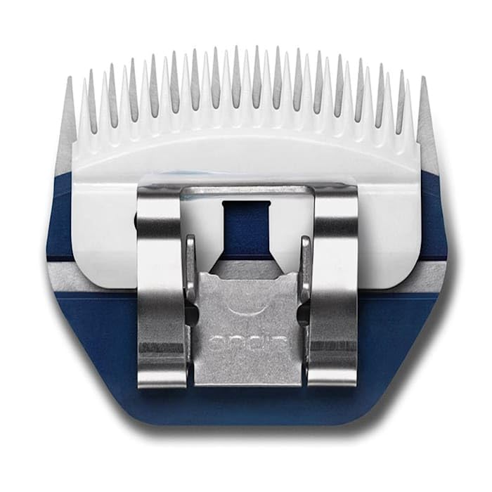 Andis Ceramic Edge blade, detachable for quick cleaning between dogs and setups.