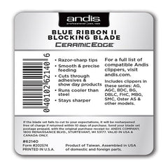 Andis Ceramic Edge Blue Ribbon II Blocking Blade on clipper in use for flawless lines.