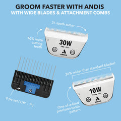 Andis ceramicEDGE 5FW attached to a detachable clipper for easy maintenance.