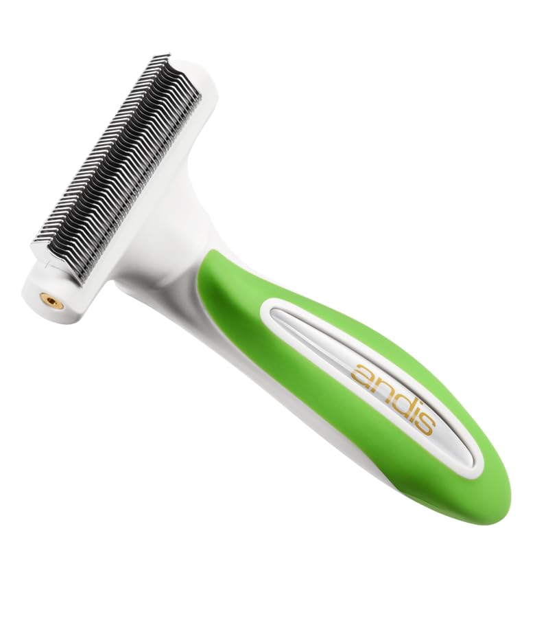Andis Premium Fine-Tooth Deshedding Rake top view for gentle grooming and reduced shedding.