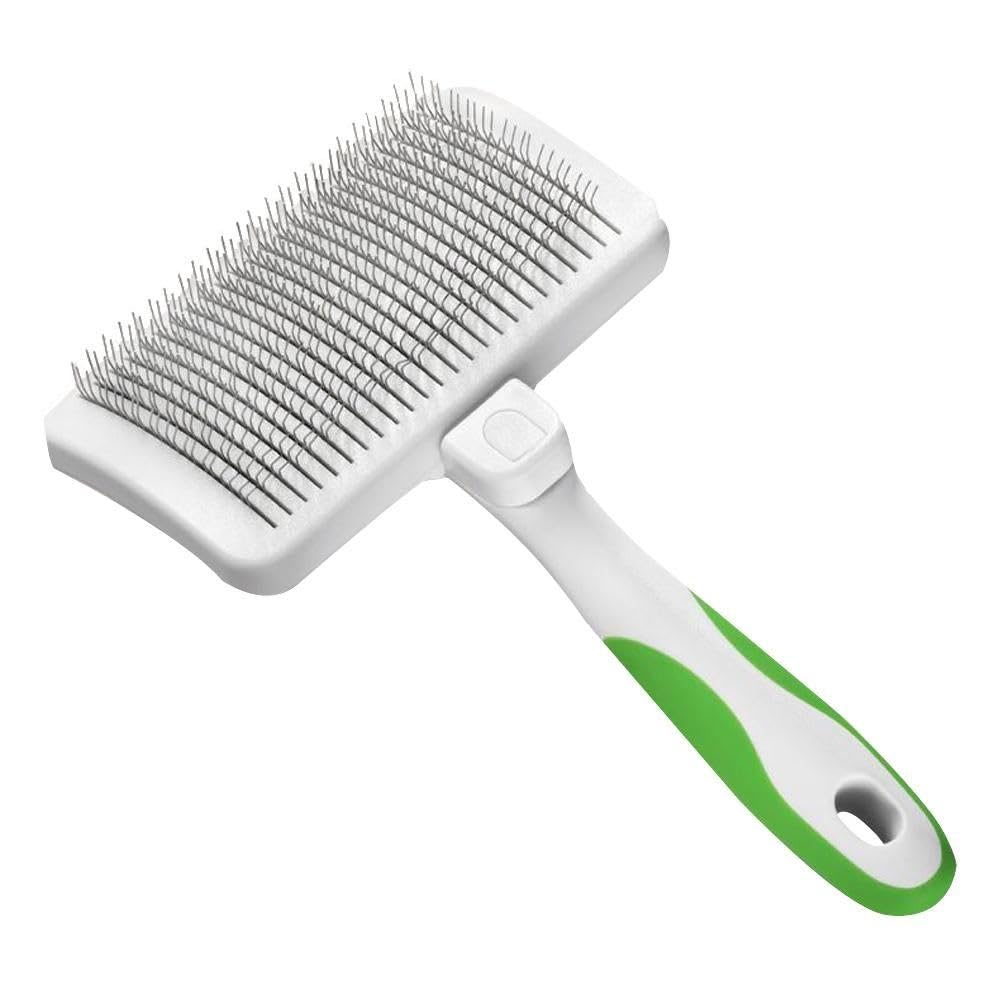 Andis self-cleaning button action photo demonstrates easy hair release after grooming.