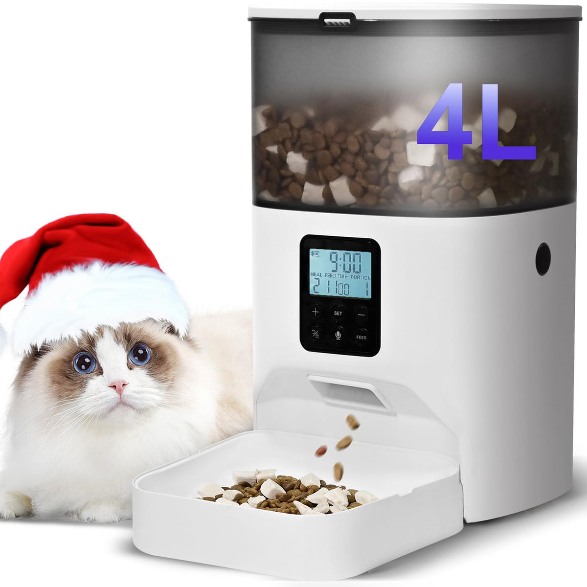 ANDOLL HOME automatic cat feeder front view with 4L capacity for steady meals.
