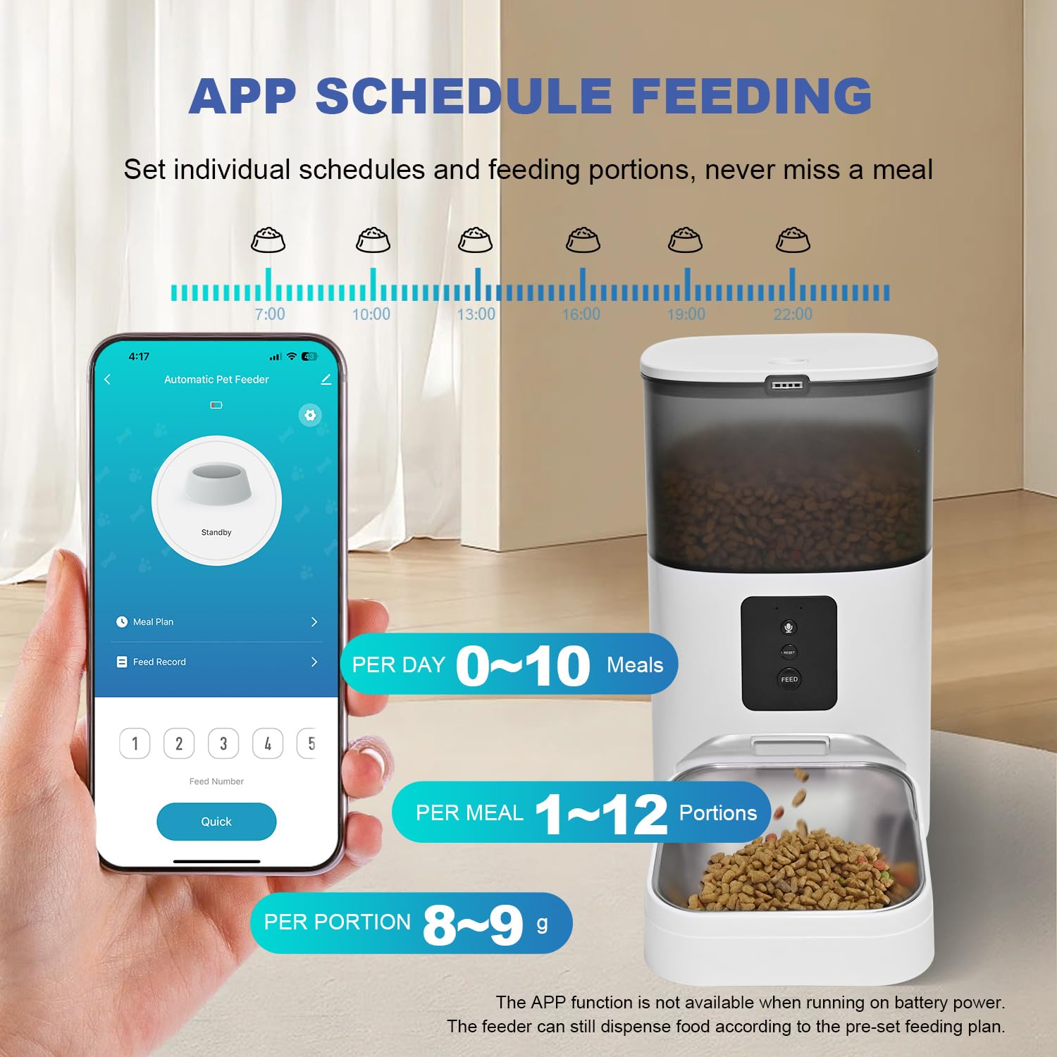 Andoll Home WiFi cat feeder top view highlights programmable timing control.