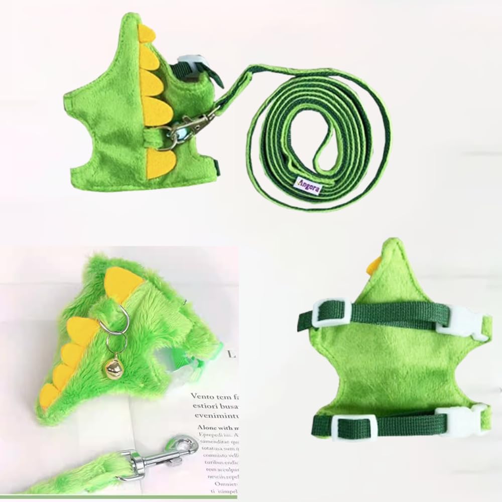 Anekelor leash with safety bell in green dinosaur design for anti-lost security.