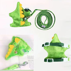 Anekelor leash with safety bell in green dinosaur design for anti-lost security.