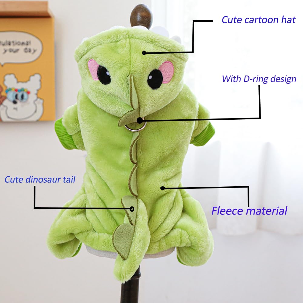 Anelekor Cold-Weather Cat Coat Dinosaur close-up highlights plush warmth for chilly days.