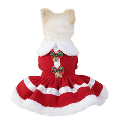 Anelekor red puppy dress santa coat on small pets, snap closure for quick dressing.