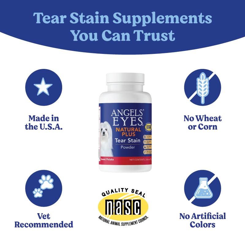All-breeds tear-stain support with Angels' Eyes Natural Plus powder