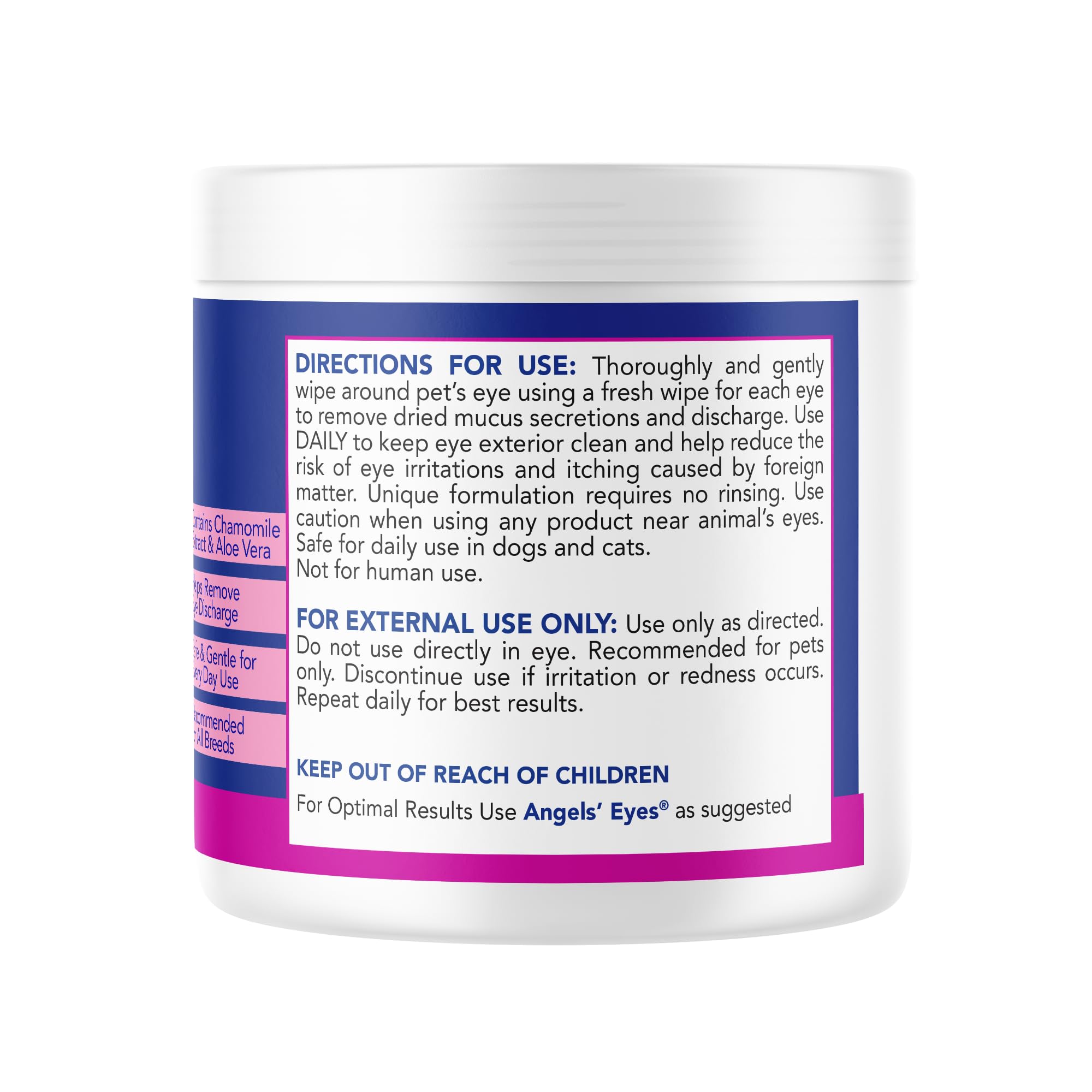 ANGELS' EYES tear stain routine with chews and wipes for balanced care