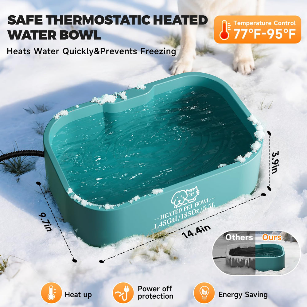 Angelspet IP67 BPA free plastic construction resists snow and rain while dispensing water.