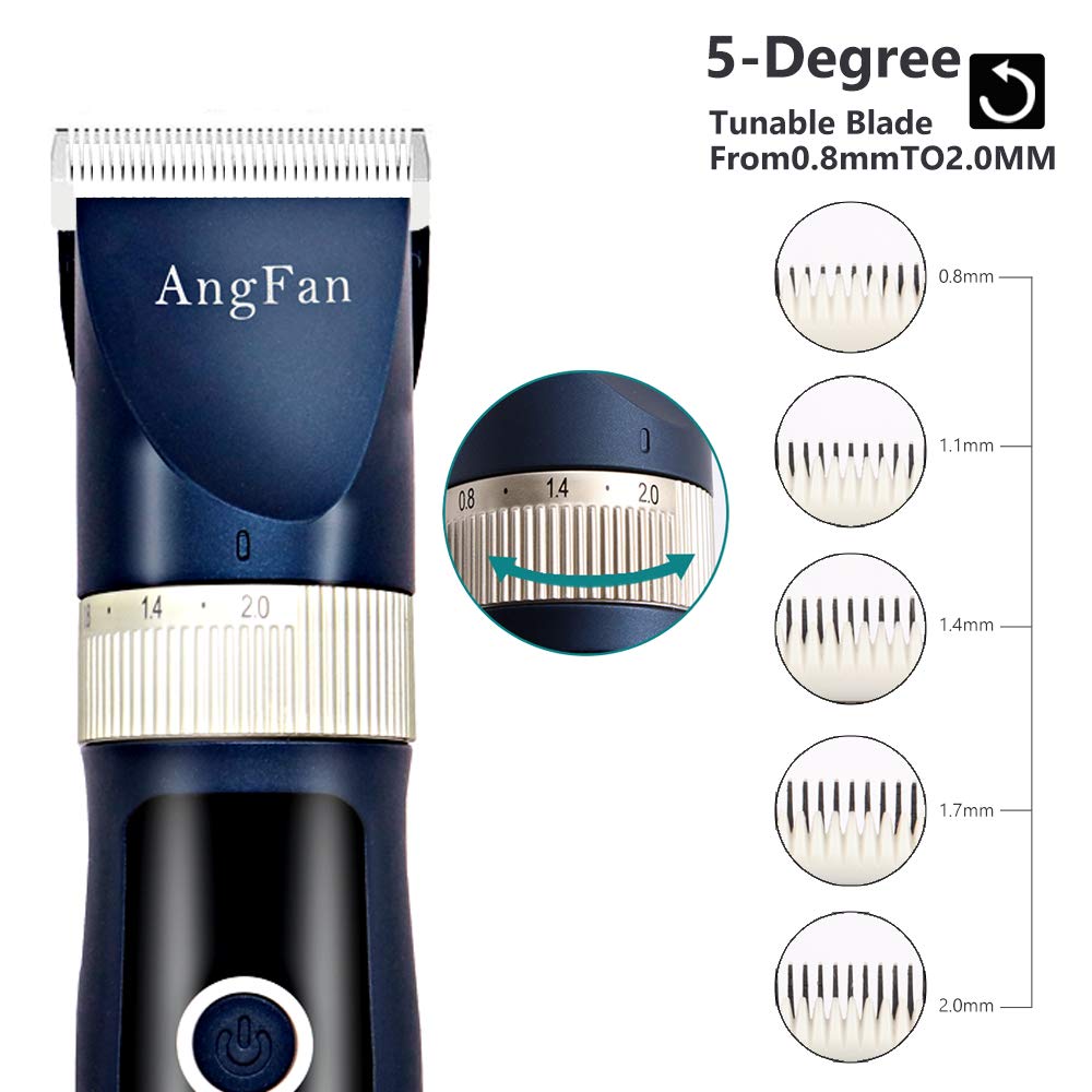ANGFAN rechargeable battery life enables long cordless grooming sessions.