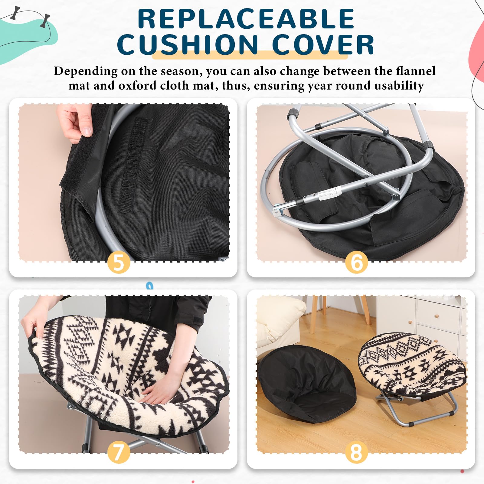 Anglechic replaceable-cushion-cover-pet-bed emphasizes easy cleaning and year-round freshness.