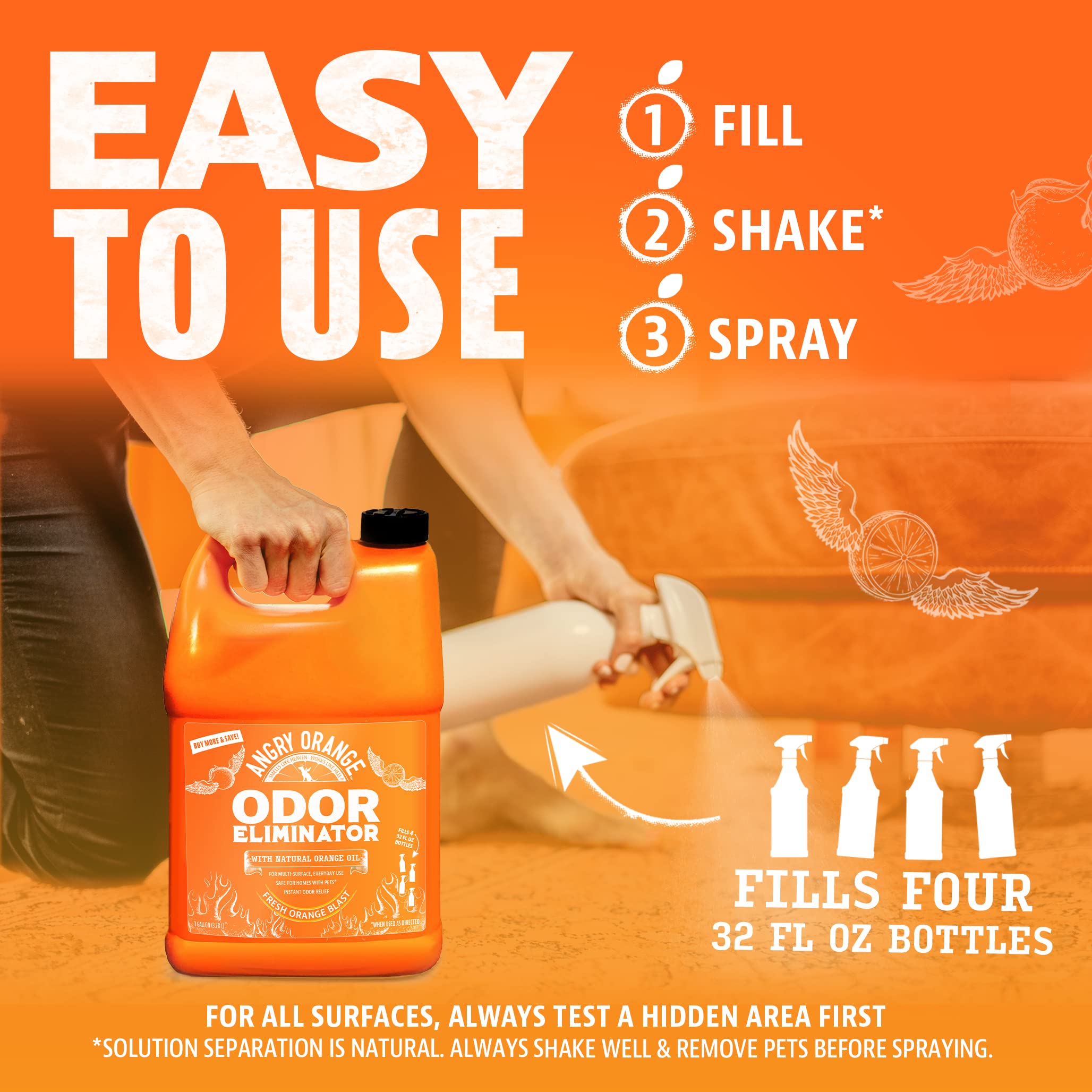 Angry Orange gallon refill packaging—bulk option for ongoing pet mess cleanup.