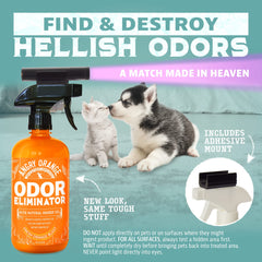 ANGRY ORANGE odor eliminator bottle label highlights citrus scent and usage directions