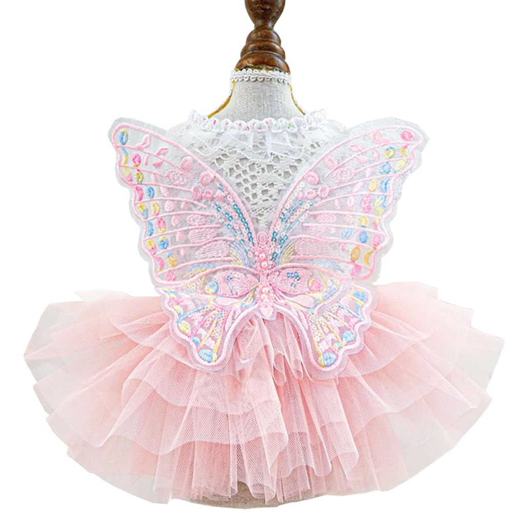 ANIAC butterfly dog dress pink tutu for adorable photoshoots and events.