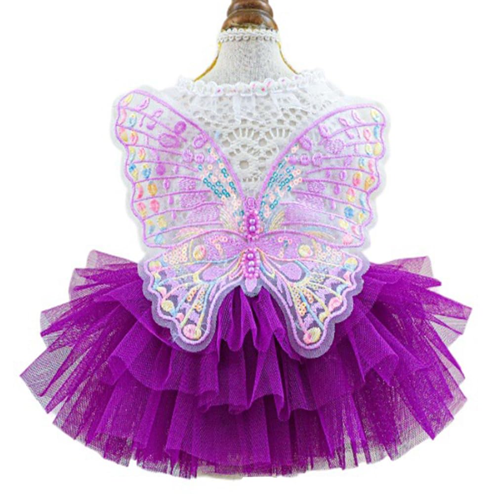 ANIAC butterfly-dress-purple-tutu-wear: party-ready look for small dogs during photoshoots.