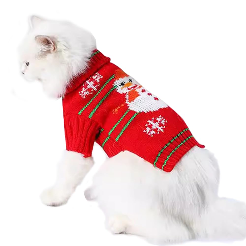 ANIAC Christmas puppy sweater snowman front view, cozy festive wear for small dogs.