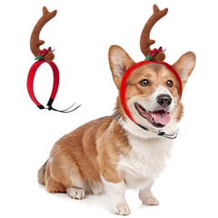 ANIAC dog antlers headband front view for festive photos
