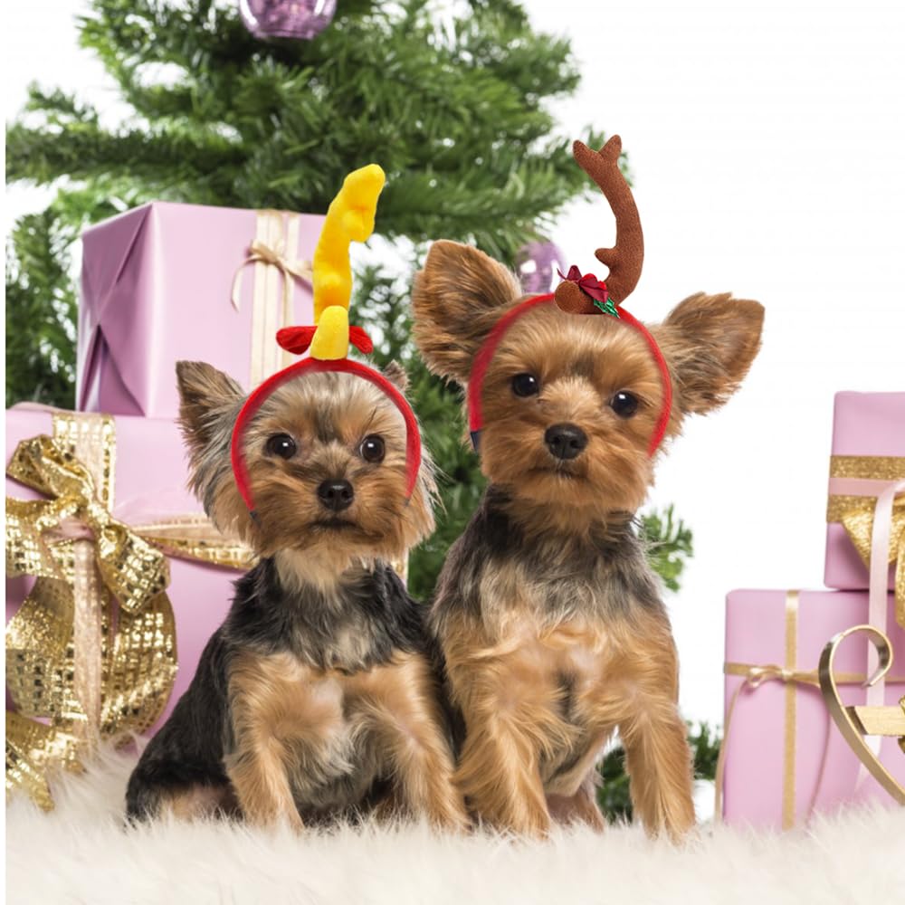 ANIAC dog antlers headband at a holiday party scene for festive cheer