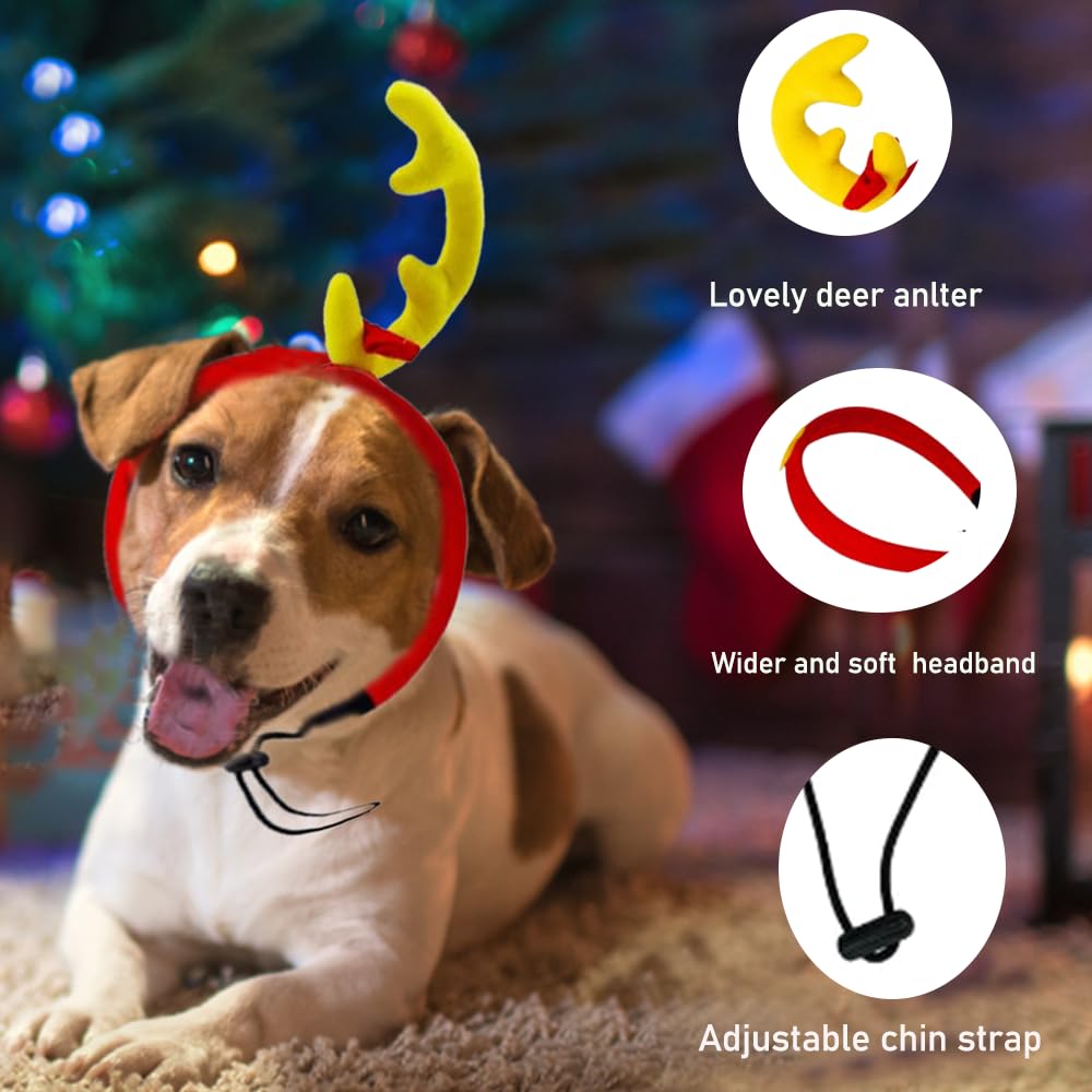 ANIAC dog antlers headband in yellow, ideal for holiday photos