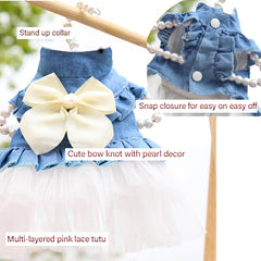 ANIAC dog bow knot pearl decor adds cute detail for festive events.
