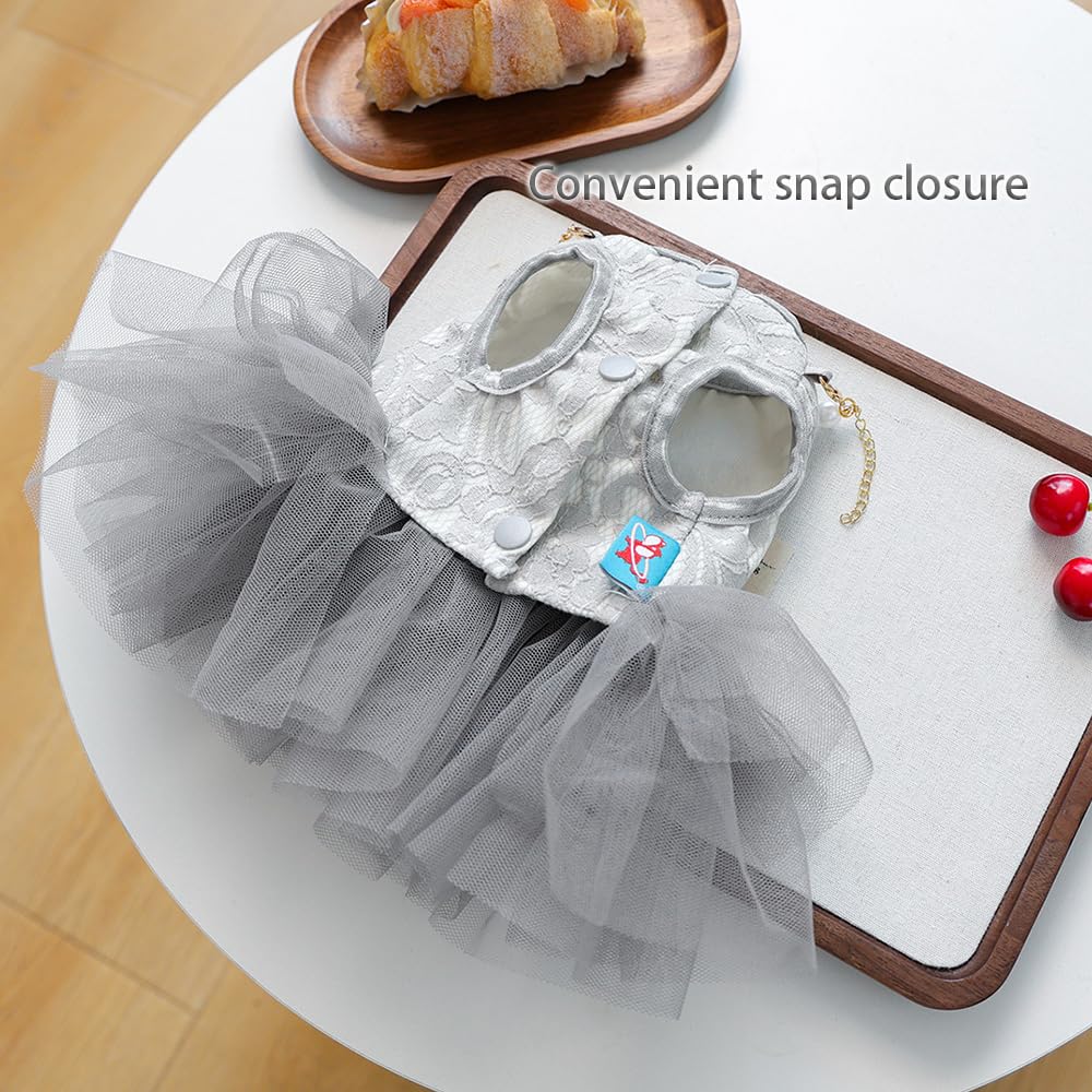 ANIAC dog dress with snap-button closure for quick dressing.