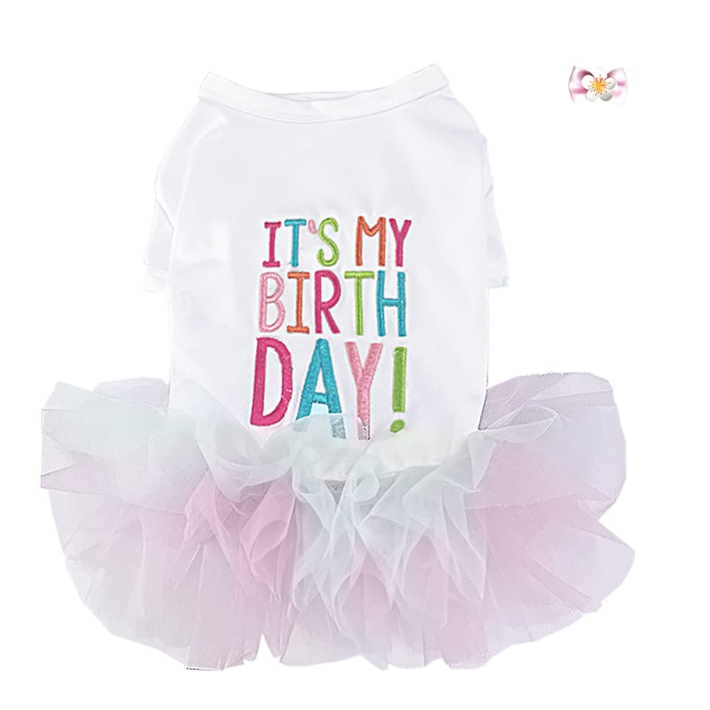 ANIAC girl dog birthday tutu dress, party-ready look for small dogs