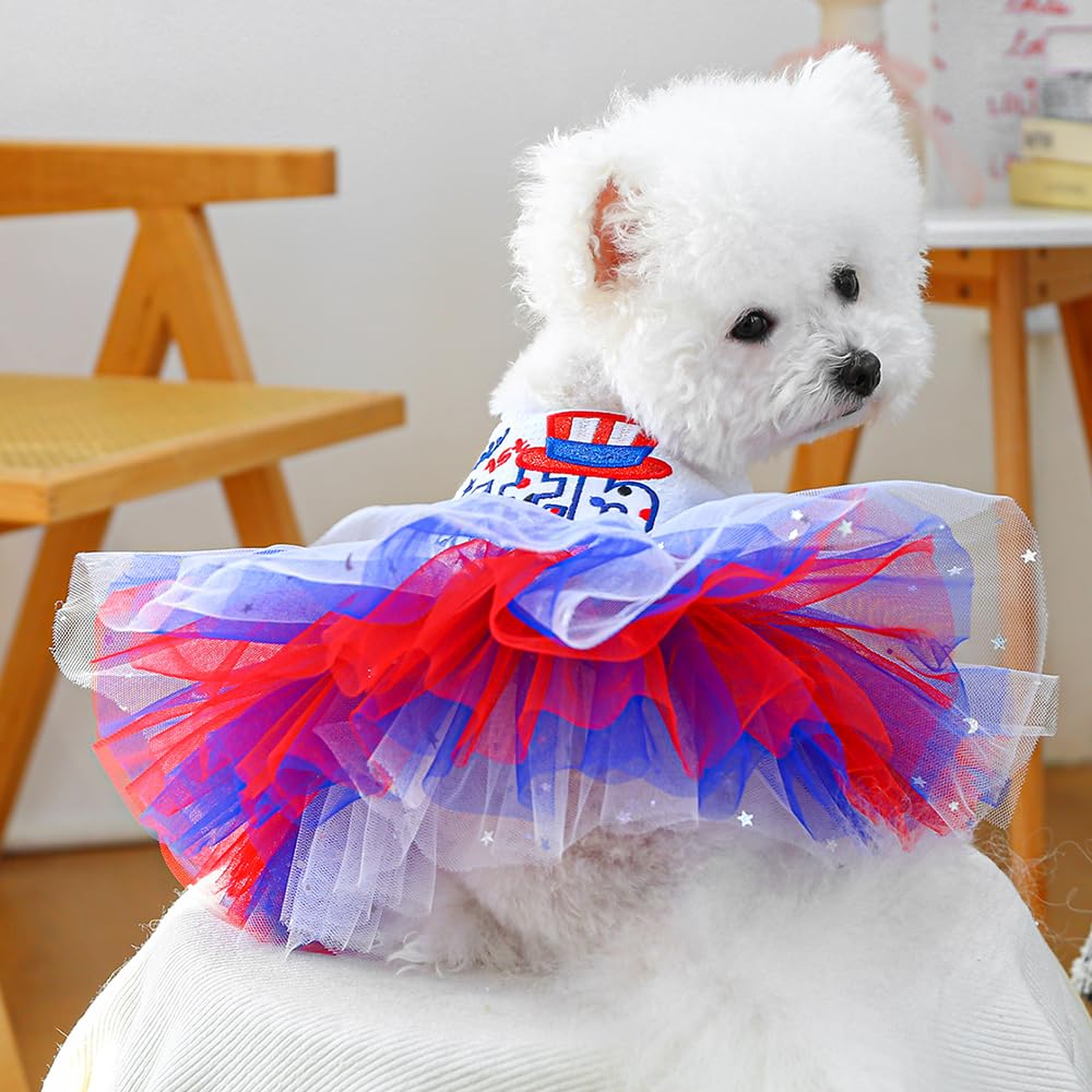 ANIAC patriotic puppy dress hero shot showcases festive style for pets during summer celebrations.