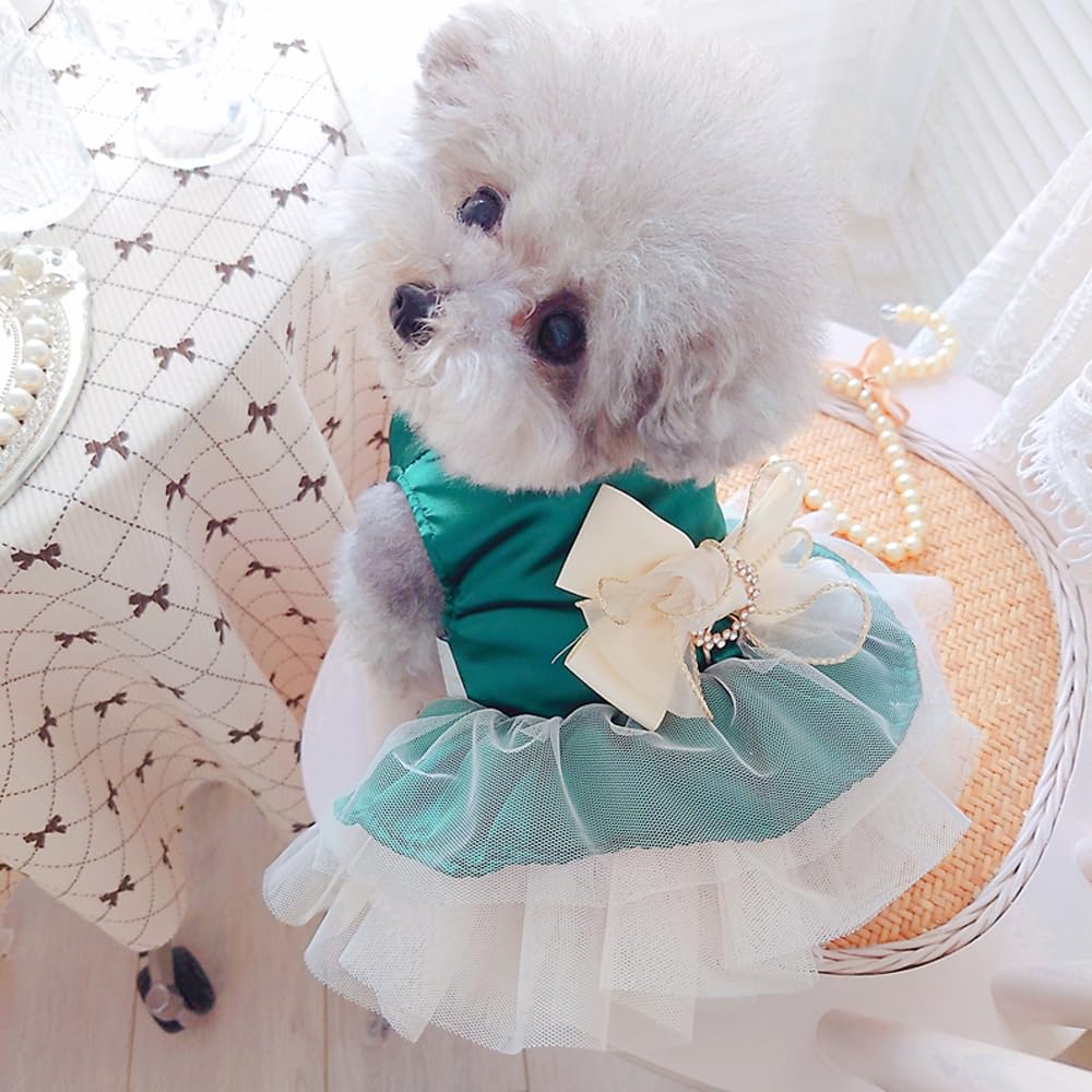 ANIAC Retro Dog Tulle Dress back view showing back D-ring for leash