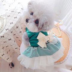 ANIAC Retro Dog Tulle Dress back view showing back D-ring for leash