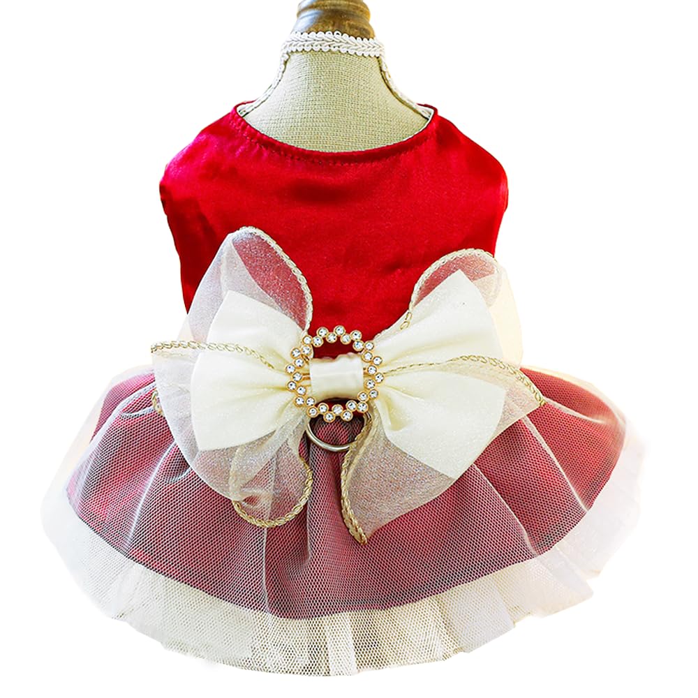 ANIAC Retro Dog Tulle Dress back view with leash ring for easy outdoor walks