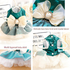 ANIAC Retro Dog Tulle Dress lace bow detail adds luxury touch for special occasions