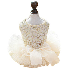ANIAC small dog dress with bow knot for weddings and photoshoots.