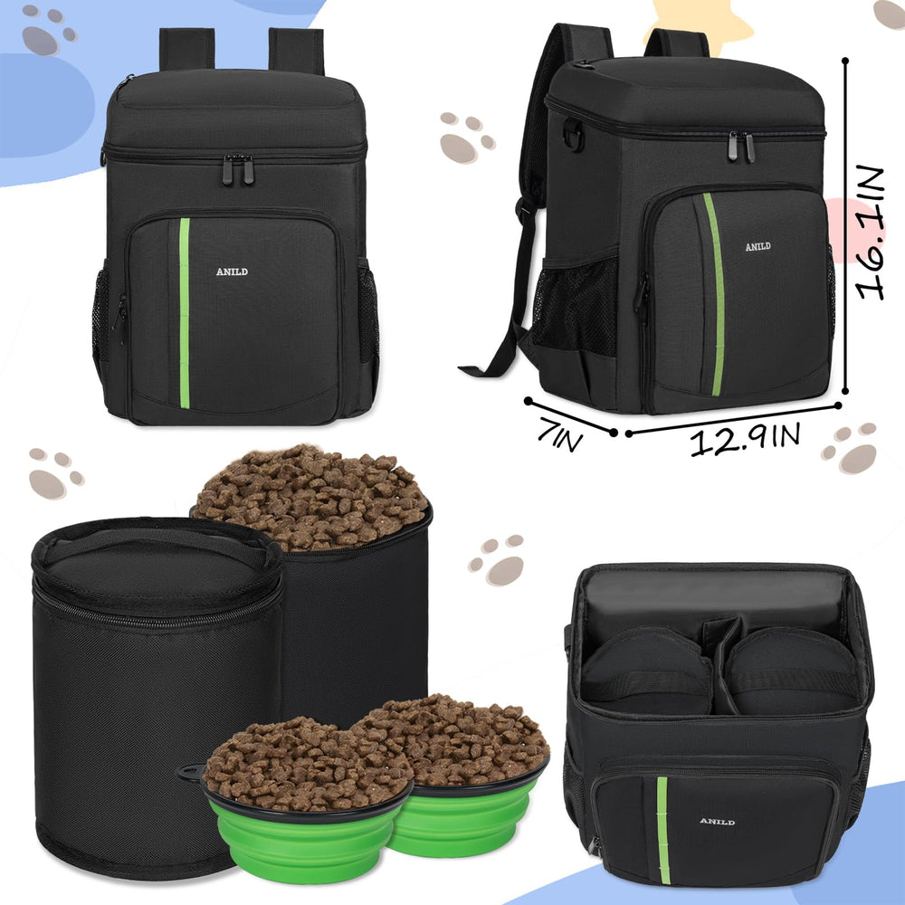 ANILD backpack double-layer storage showing separate food pouches for tidy meals.
