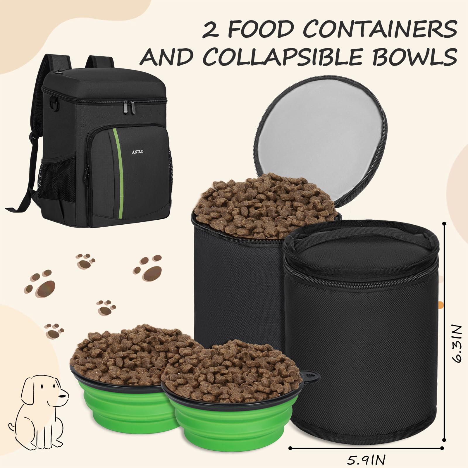 ANILD side mesh pockets hold towels and water bottles with a built-in trash drawer.