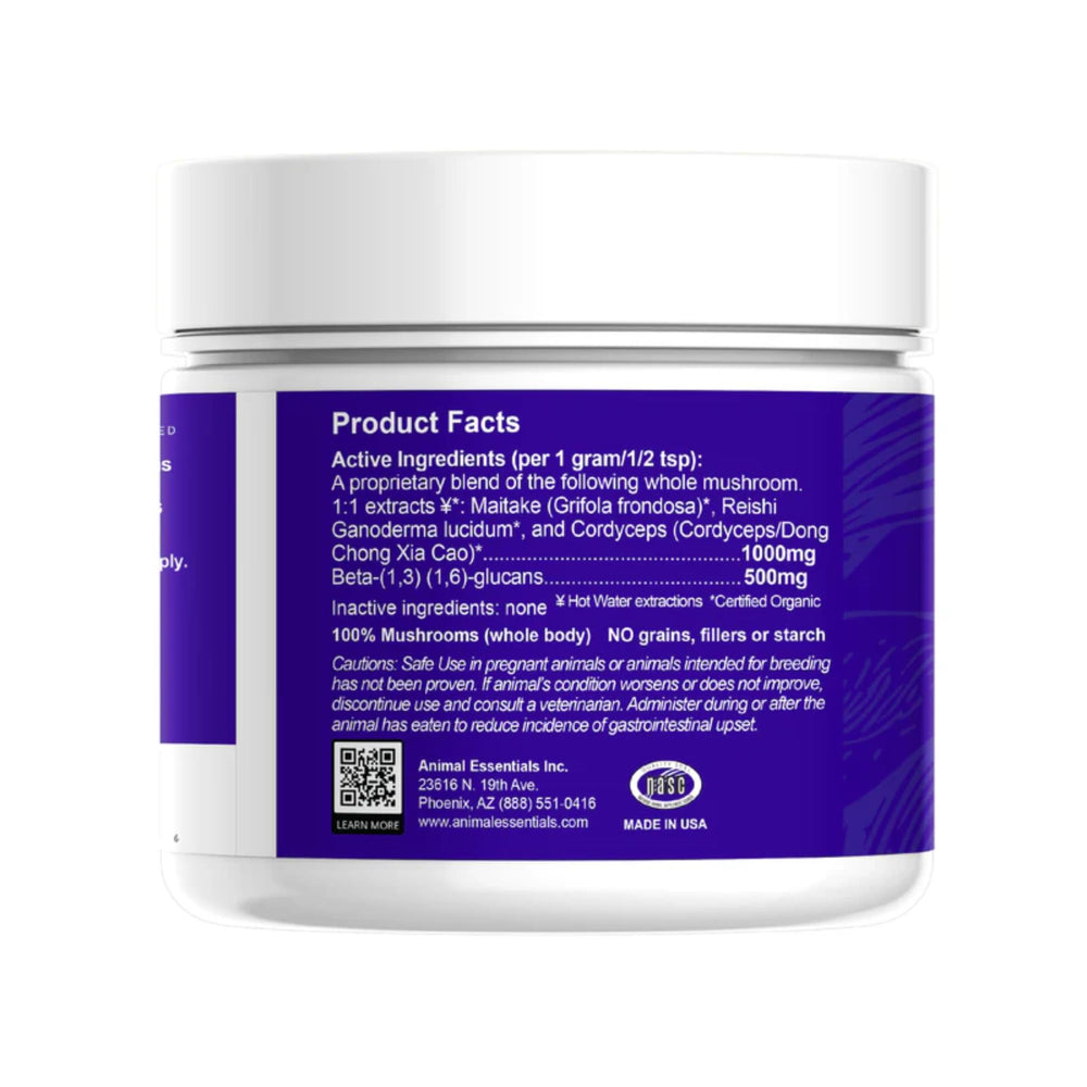 Animal Essentials Mushroom Defense powder scoop precise dosing makes pet meals effortless.