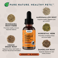 Animal Essentials Tinkle Tonic ingredient blend features marshmallow root and horsetail for urinary wellness