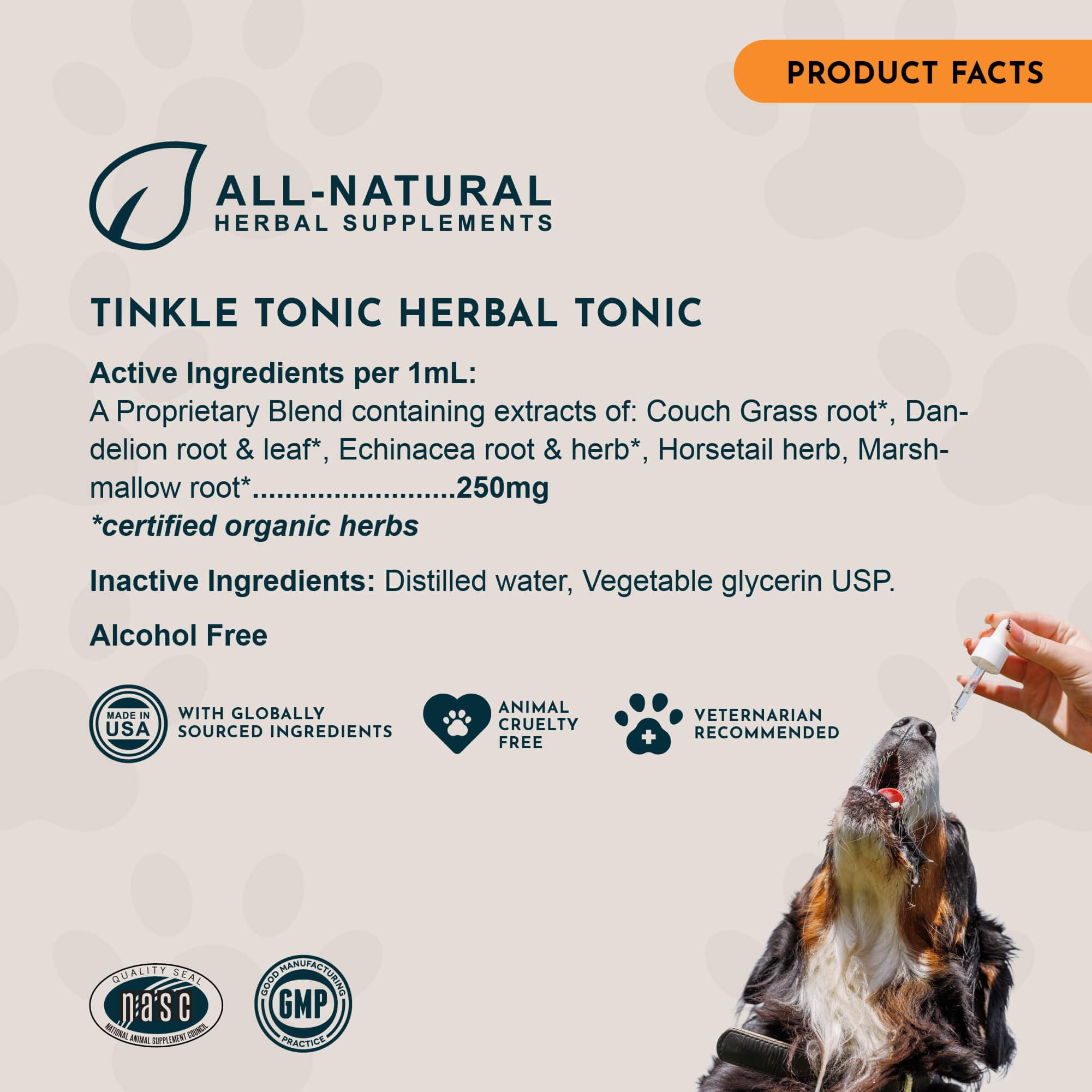 Animal Essentials Tinkle Tonic supports daily pet care and urinary balance